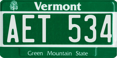 VT license plate AET534