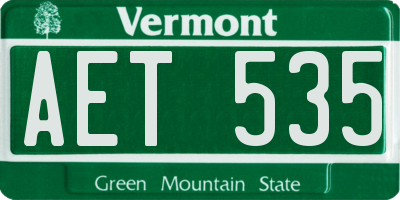 VT license plate AET535
