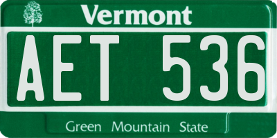 VT license plate AET536