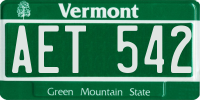 VT license plate AET542