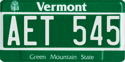VT license plate AET545