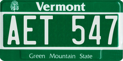 VT license plate AET547