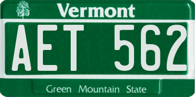 VT license plate AET562
