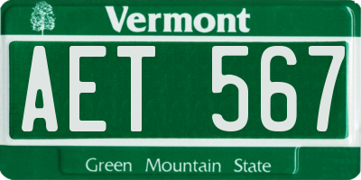 VT license plate AET567