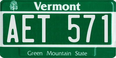 VT license plate AET571