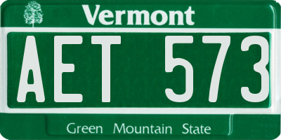 VT license plate AET573