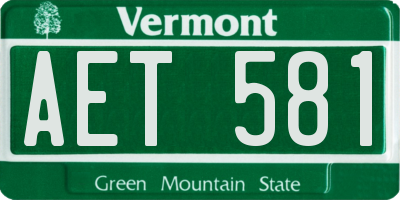 VT license plate AET581