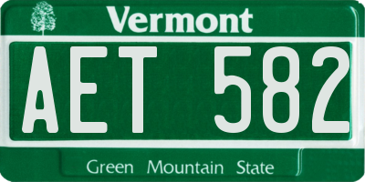 VT license plate AET582