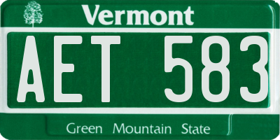VT license plate AET583