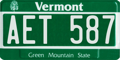 VT license plate AET587