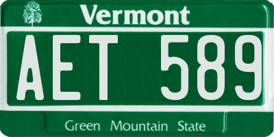 VT license plate AET589