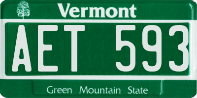 VT license plate AET593