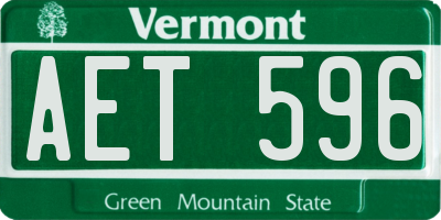 VT license plate AET596