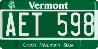 VT license plate AET598