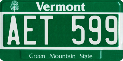 VT license plate AET599