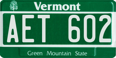 VT license plate AET602