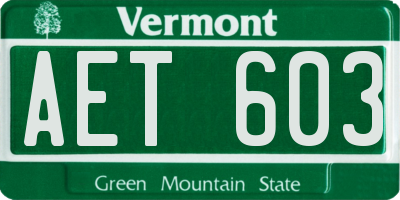 VT license plate AET603