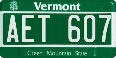 VT license plate AET607