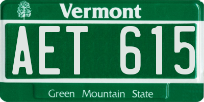 VT license plate AET615
