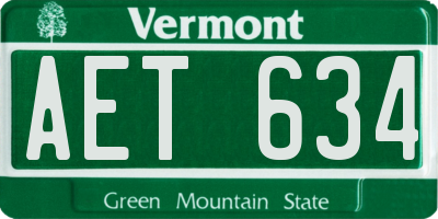 VT license plate AET634