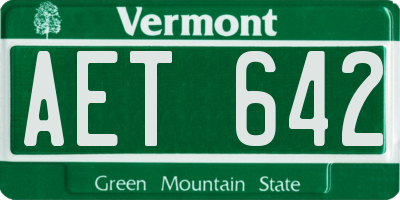 VT license plate AET642