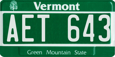 VT license plate AET643