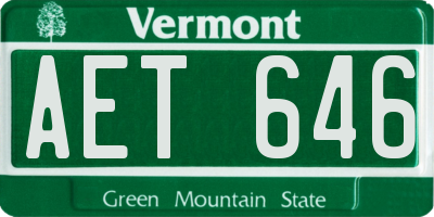 VT license plate AET646