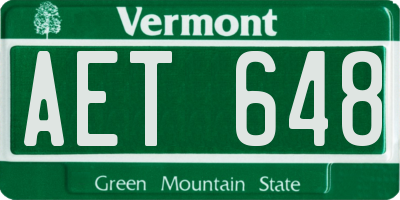 VT license plate AET648