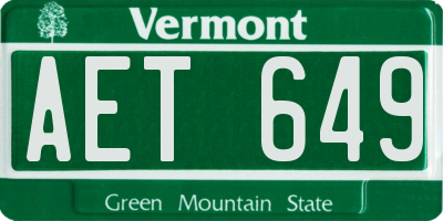 VT license plate AET649