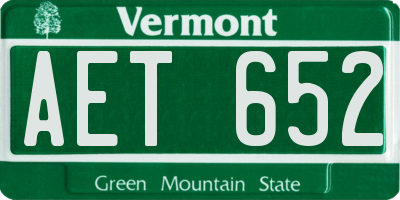 VT license plate AET652