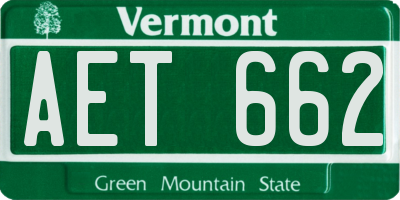 VT license plate AET662