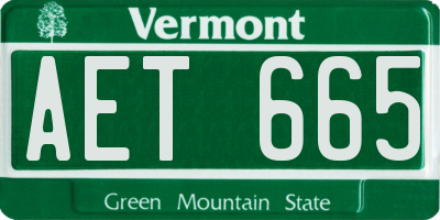 VT license plate AET665