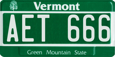 VT license plate AET666