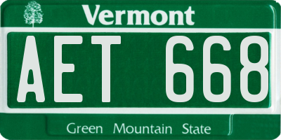VT license plate AET668
