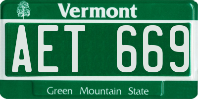VT license plate AET669