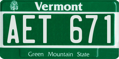 VT license plate AET671