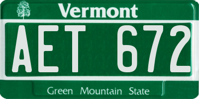 VT license plate AET672