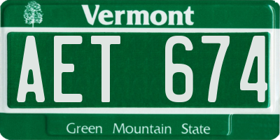 VT license plate AET674