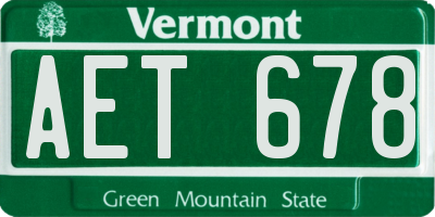 VT license plate AET678