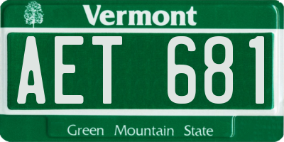 VT license plate AET681