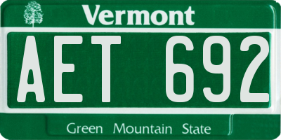 VT license plate AET692