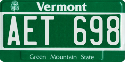 VT license plate AET698
