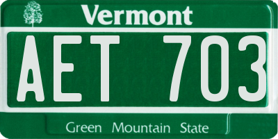 VT license plate AET703