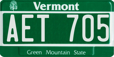 VT license plate AET705