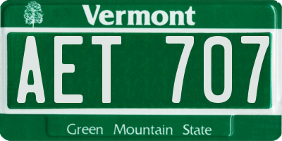 VT license plate AET707