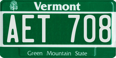 VT license plate AET708
