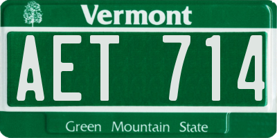 VT license plate AET714