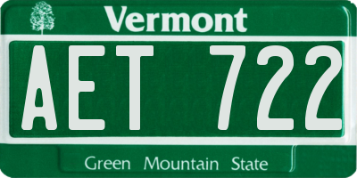 VT license plate AET722