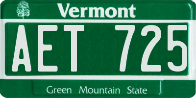 VT license plate AET725