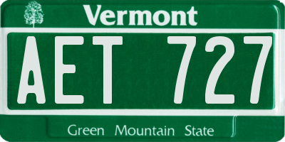 VT license plate AET727